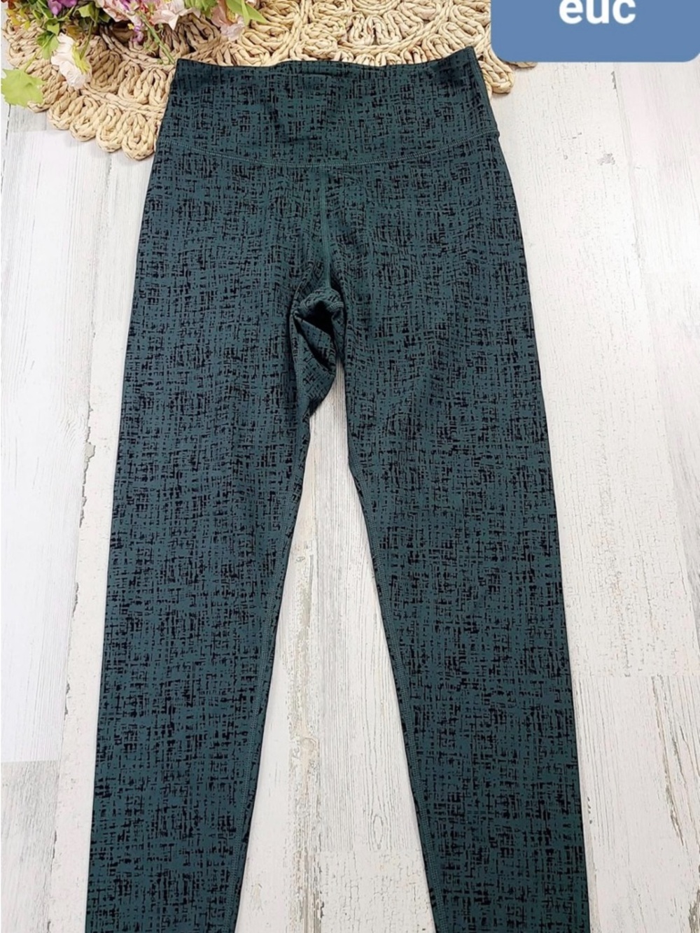 High-Rise Textured Teal Leggings - Women's Activewear